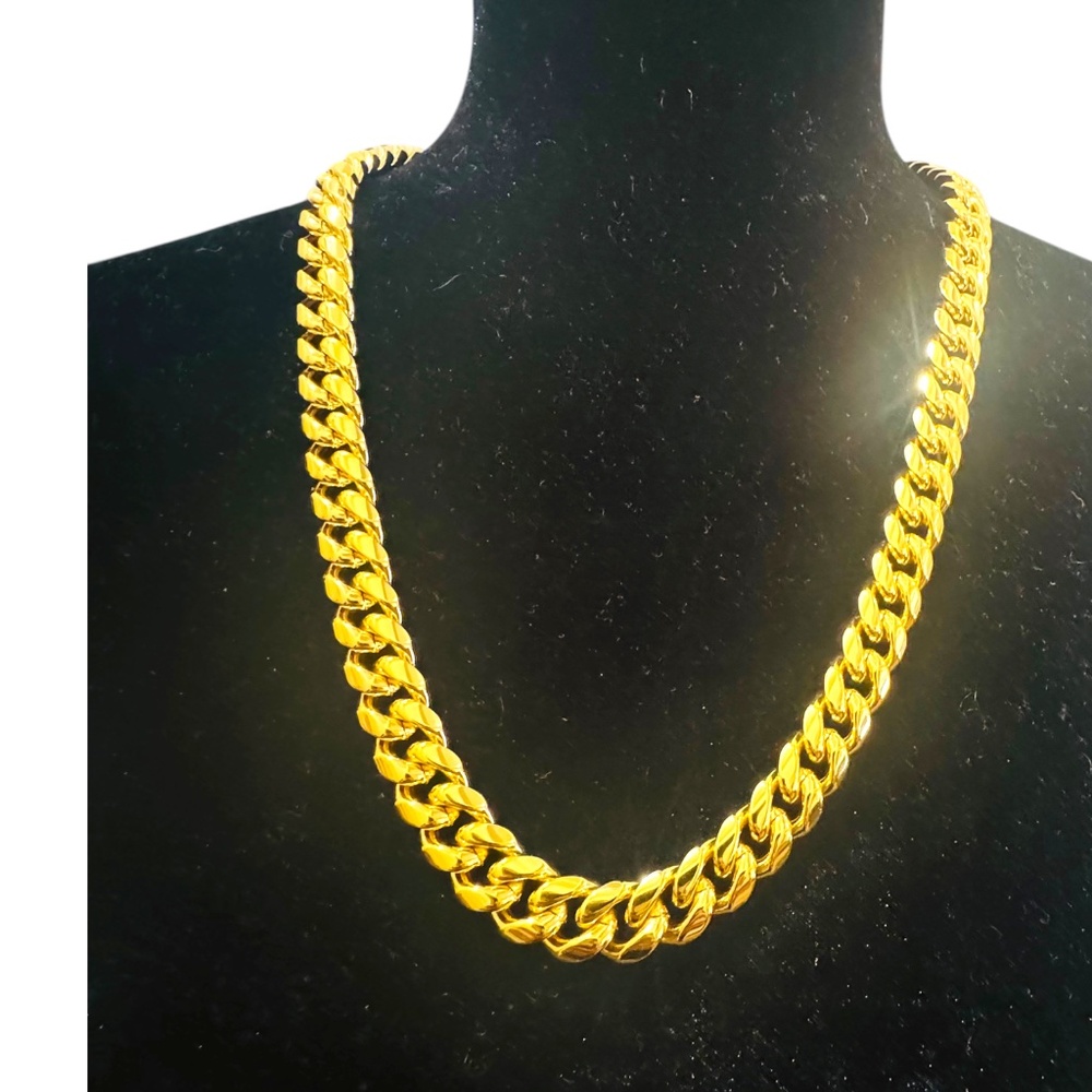 SPCY Gold Cuban Link Chain Necklace 20 Inches With Durable Clasp Bag & Gift Box - Picture 4 of 10